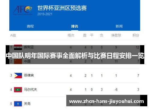 中国队明年国际赛事全面解析与比赛日程安排一览